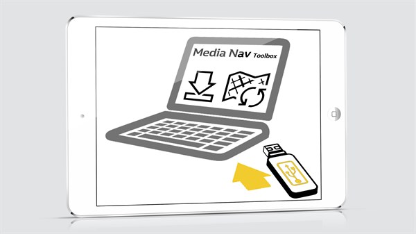 Media Nav Evolution - Choix de services ou mises à jour dans le catalogue et insertion de la clé USB dans l'ordinateur