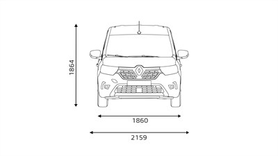 Nouveau Renault Kangoo Van E-Tech 100% électrique - dimensions face avant